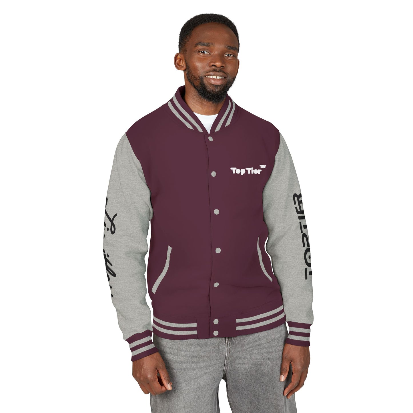 Heavyweight Letterman Jacket White Font