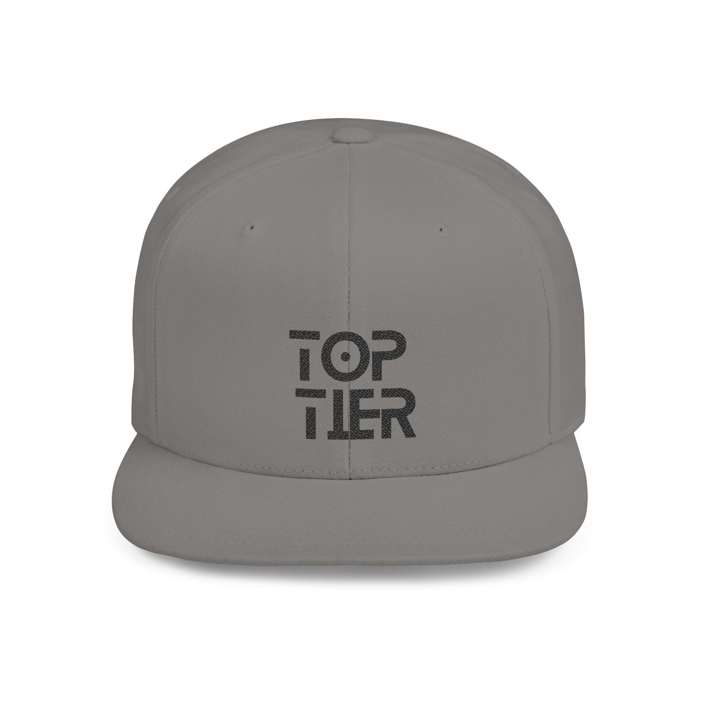 Embroidery Flat Bill Snapback Hat Black Font