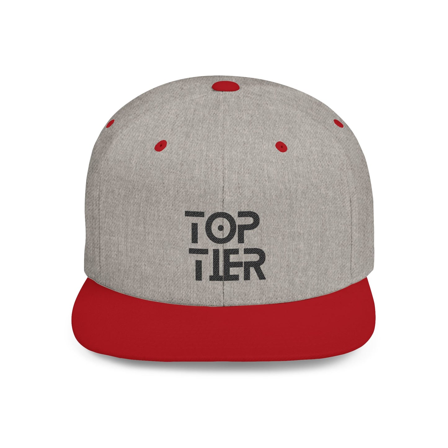 Embroidery Flat Bill Snapback Hat Black Font