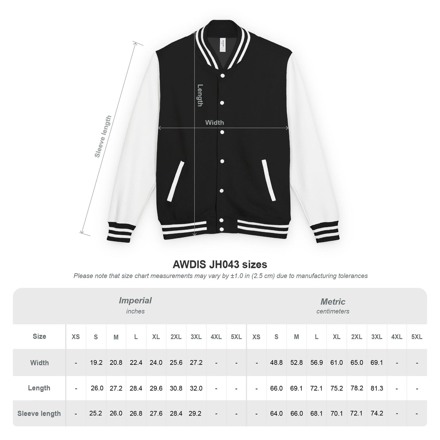 Heavyweight Letterman Jacket White Font