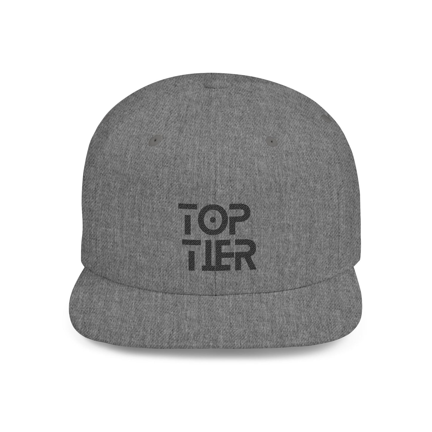 Embroidery Flat Bill Snapback Hat Black Font
