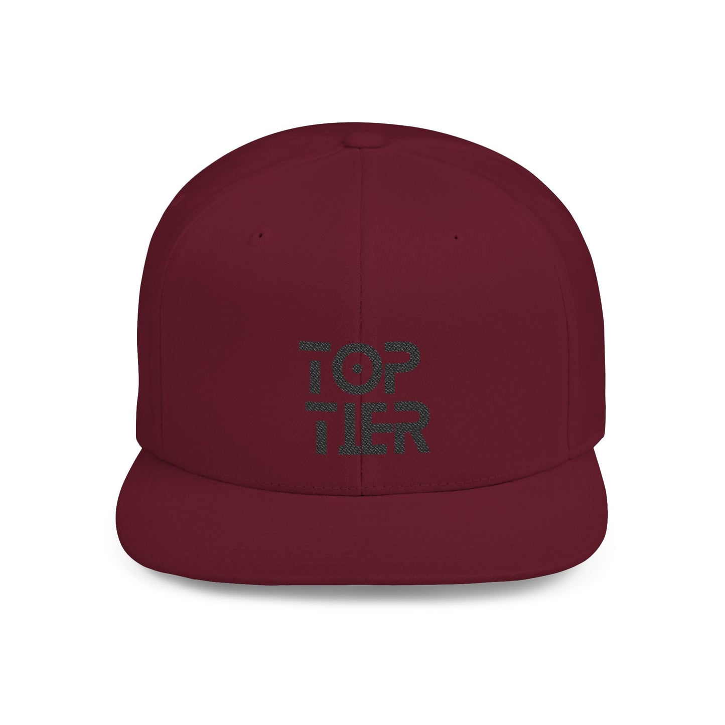 Embroidery Flat Bill Snapback Hat Black Font