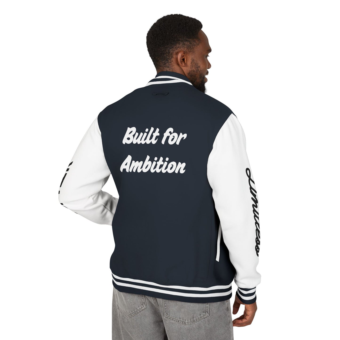 Heavyweight Letterman Jacket White Font
