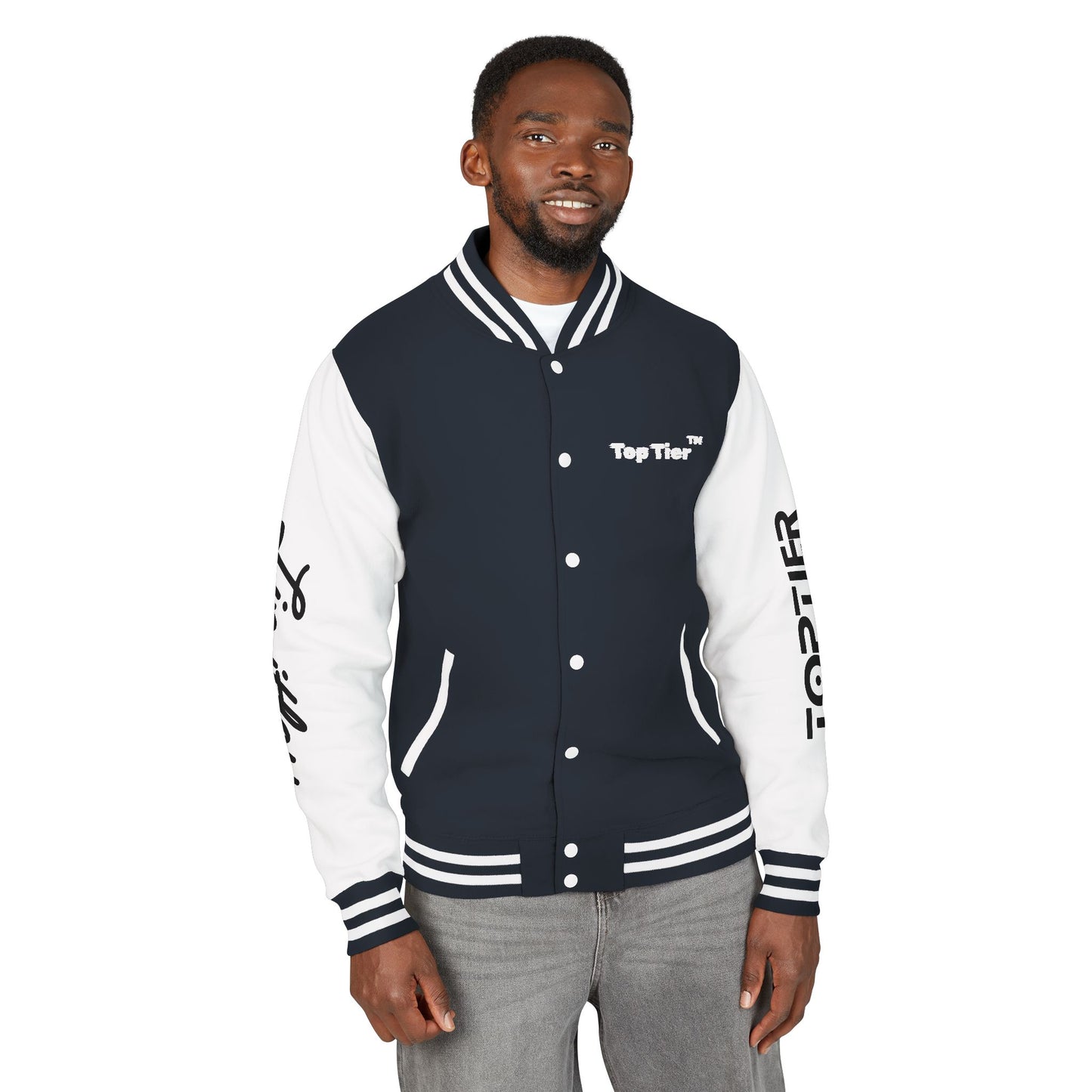 Heavyweight Letterman Jacket White Font