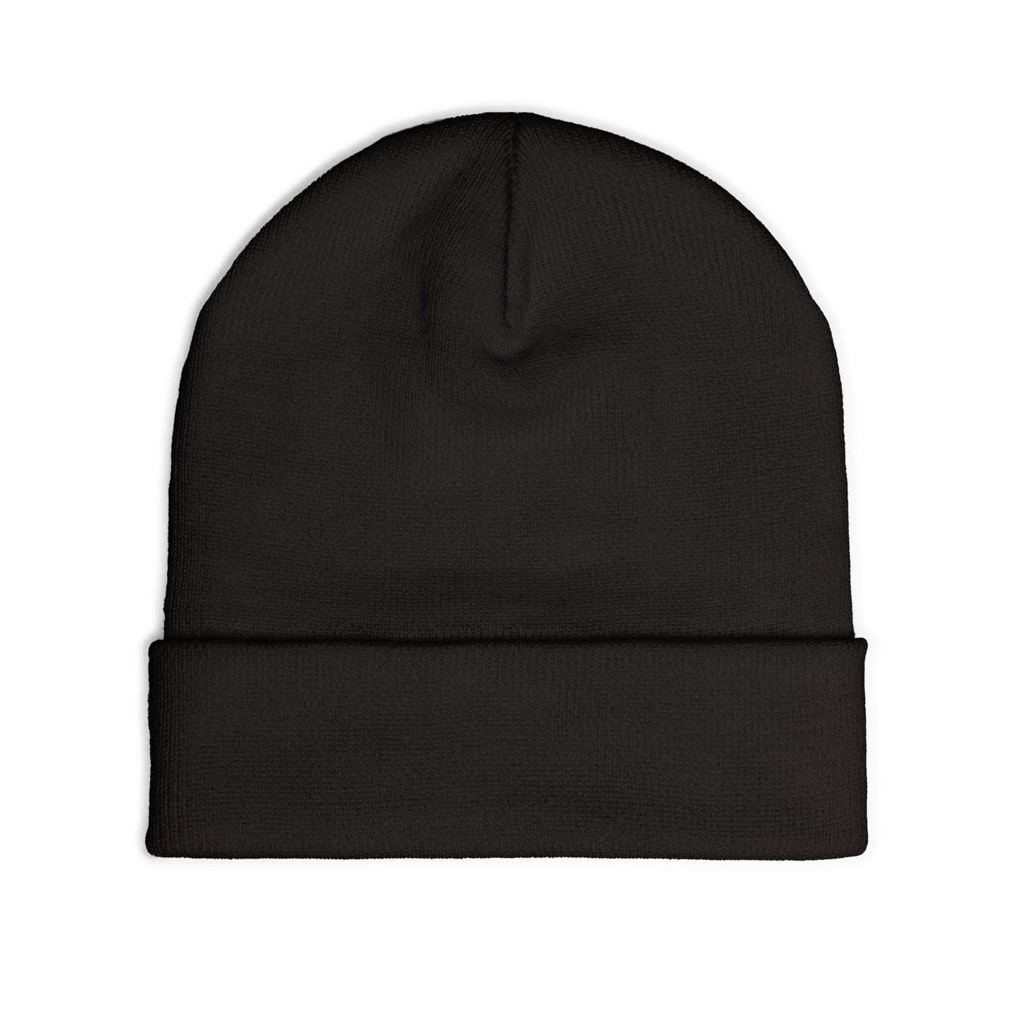 Black Embroidered Knit Beanie