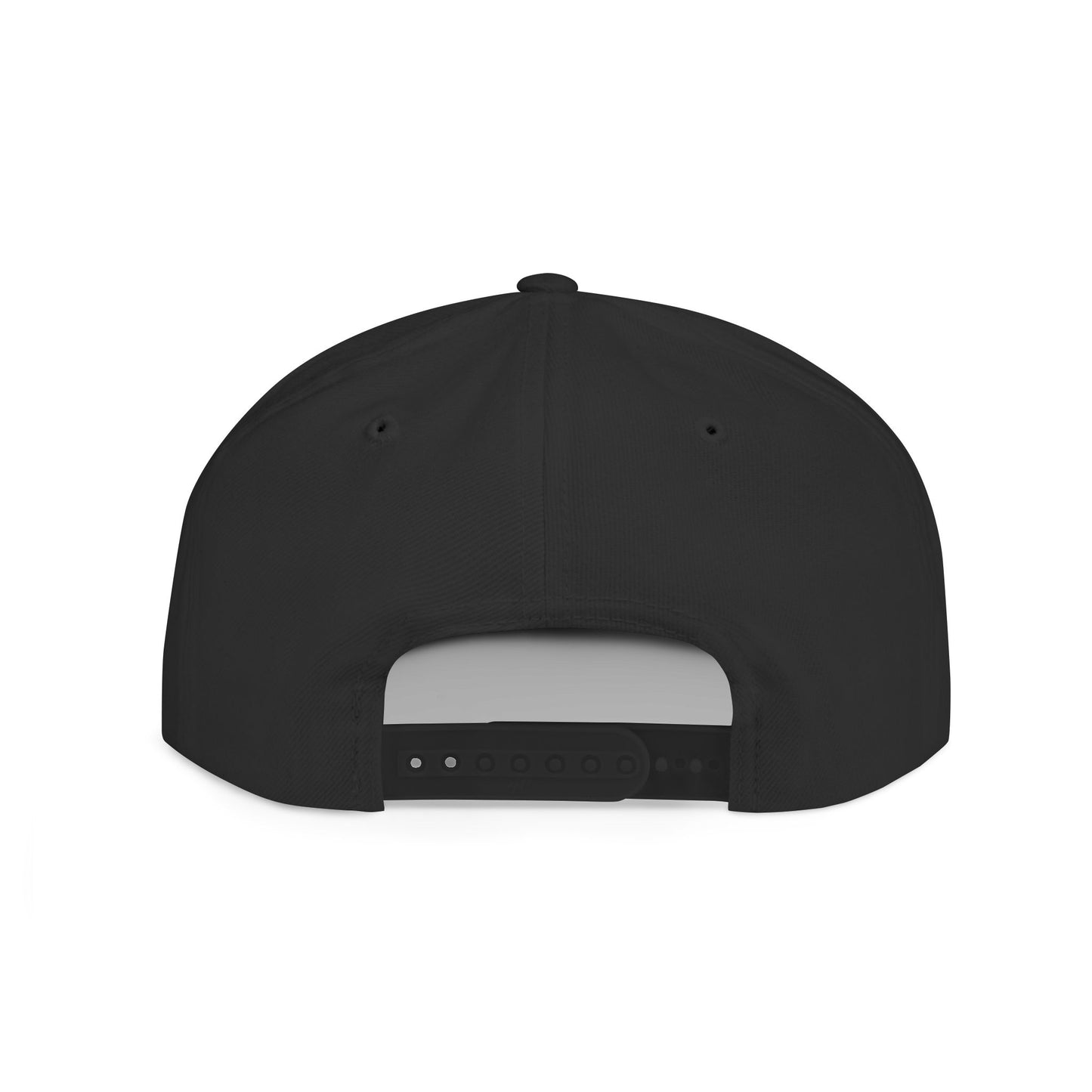 Embroidery Flat Bill Snapback Hat Black Font