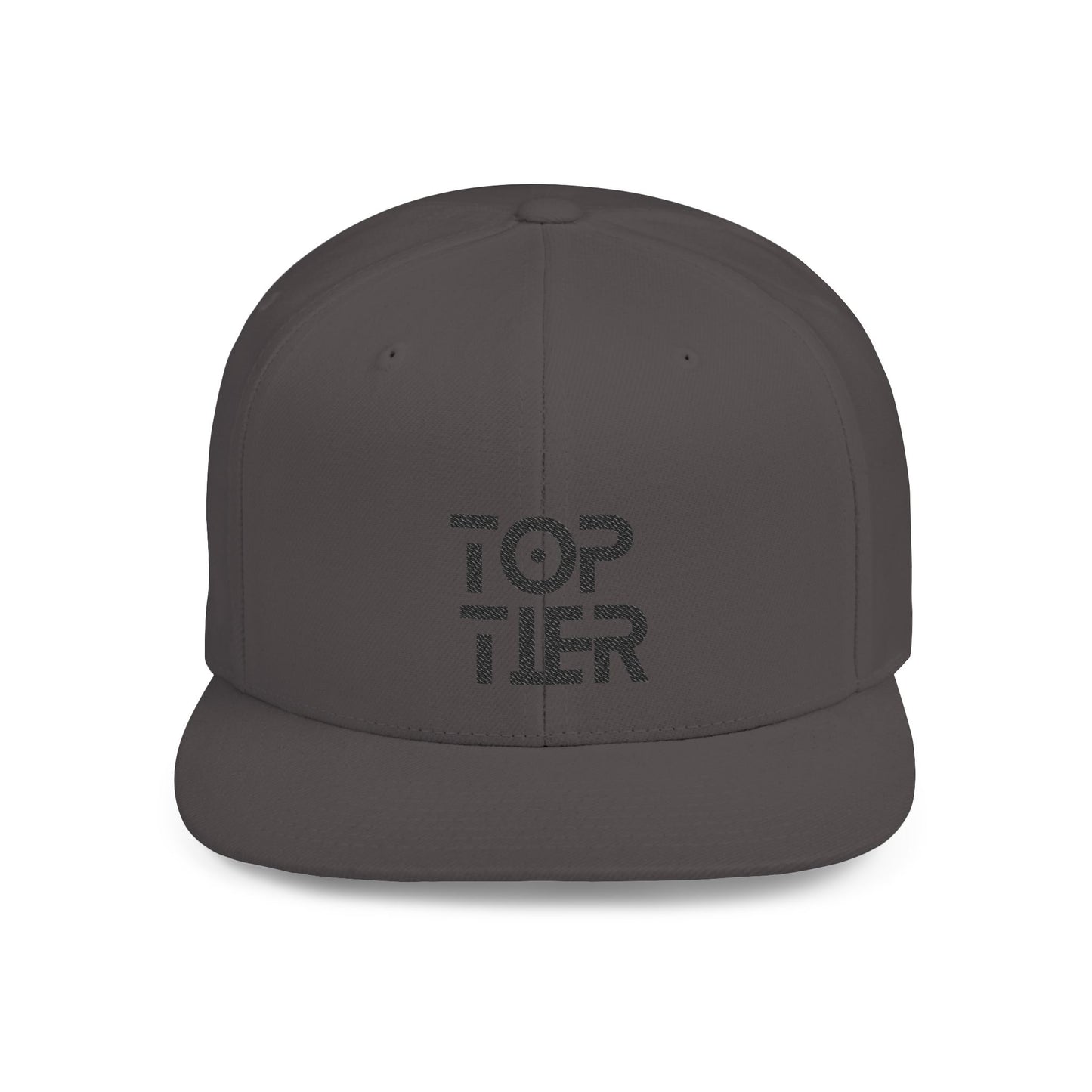 Embroidery Flat Bill Snapback Hat Black Font