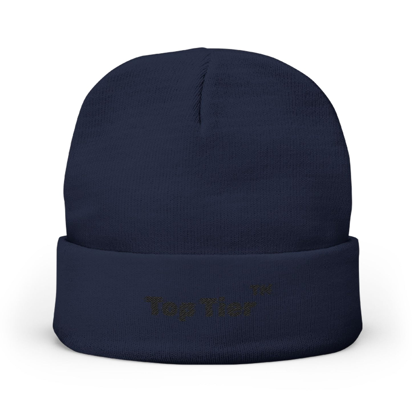 Black Embroidered Knit Beanie