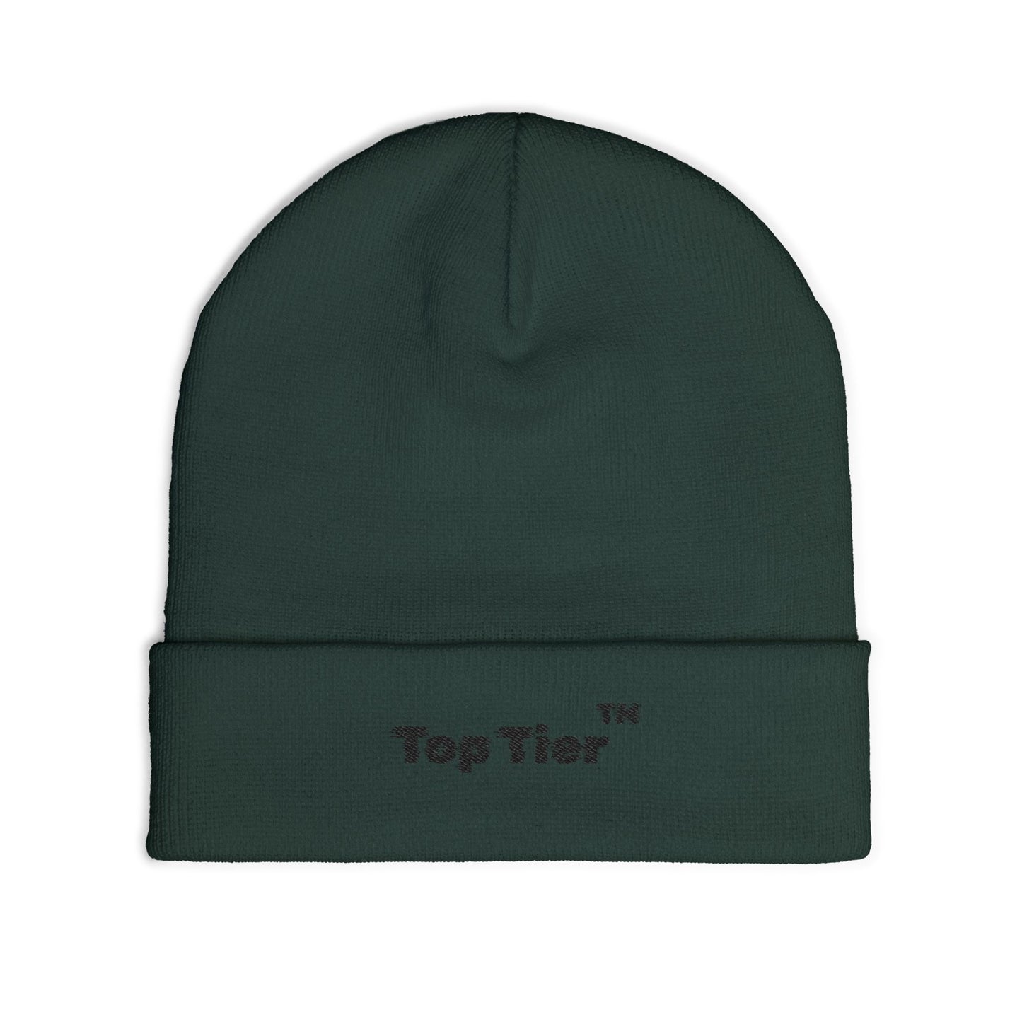 Black Embroidered Knit Beanie