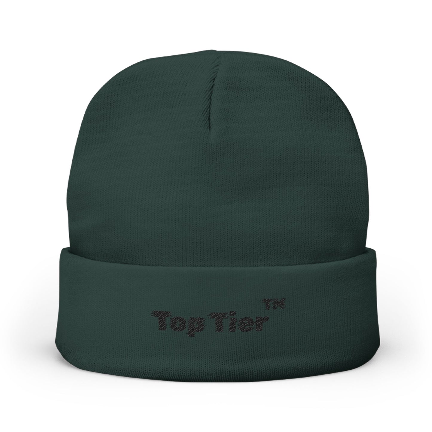 Black Embroidered Knit Beanie