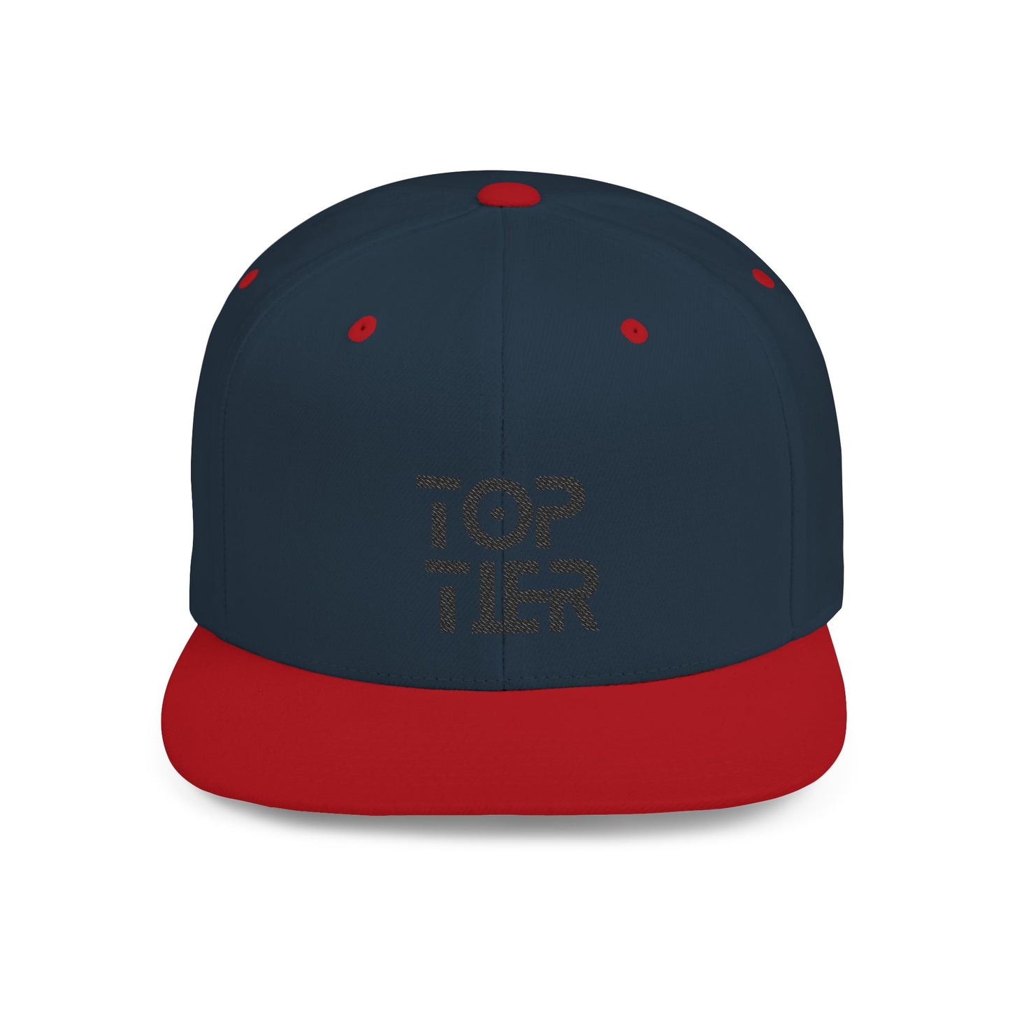 Embroidery Flat Bill Snapback Hat Black Font