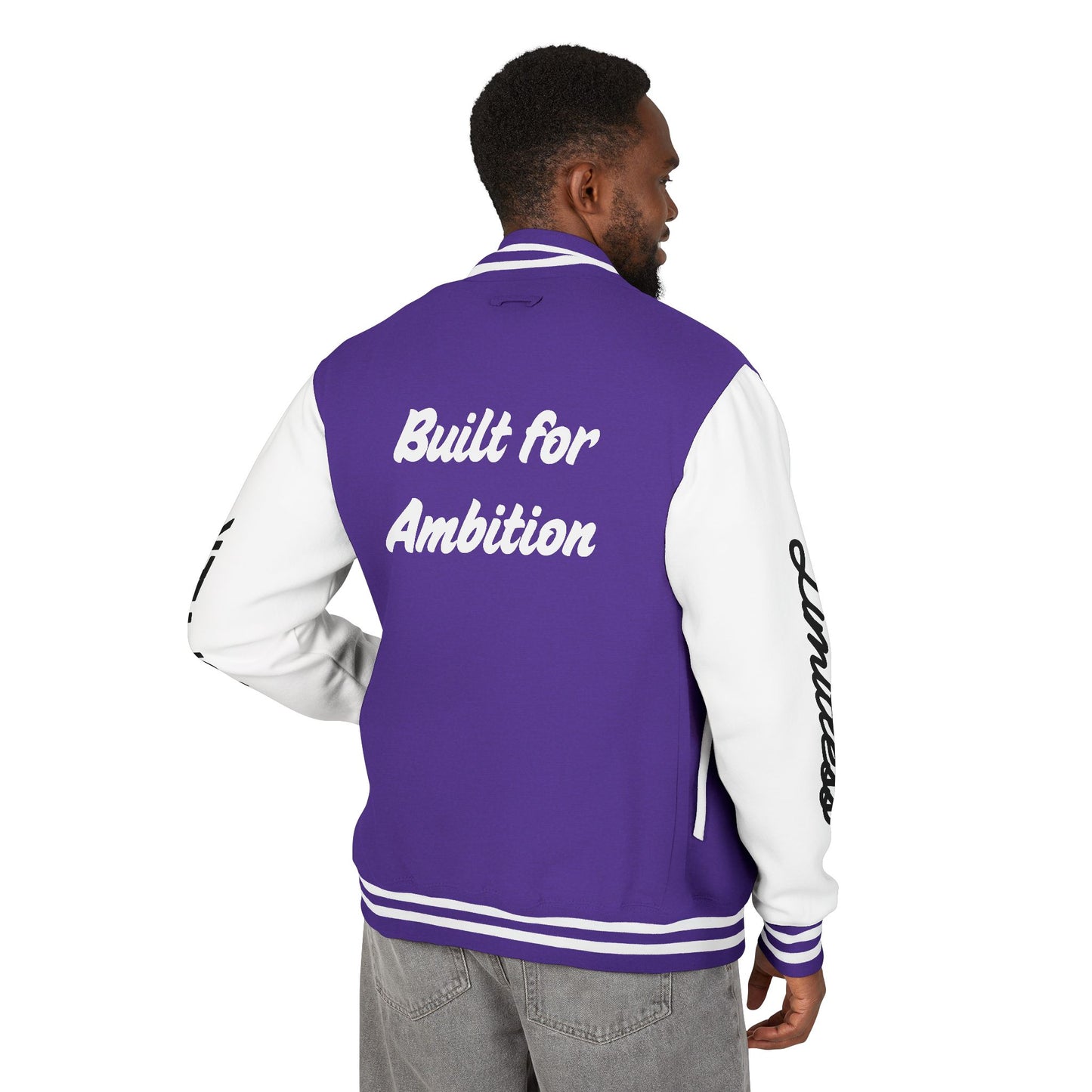 Heavyweight Letterman Jacket White Font