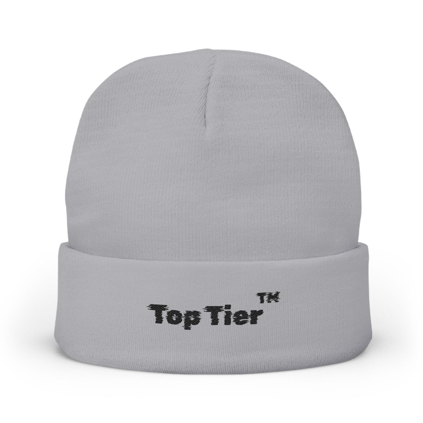 Black Embroidered Knit Beanie