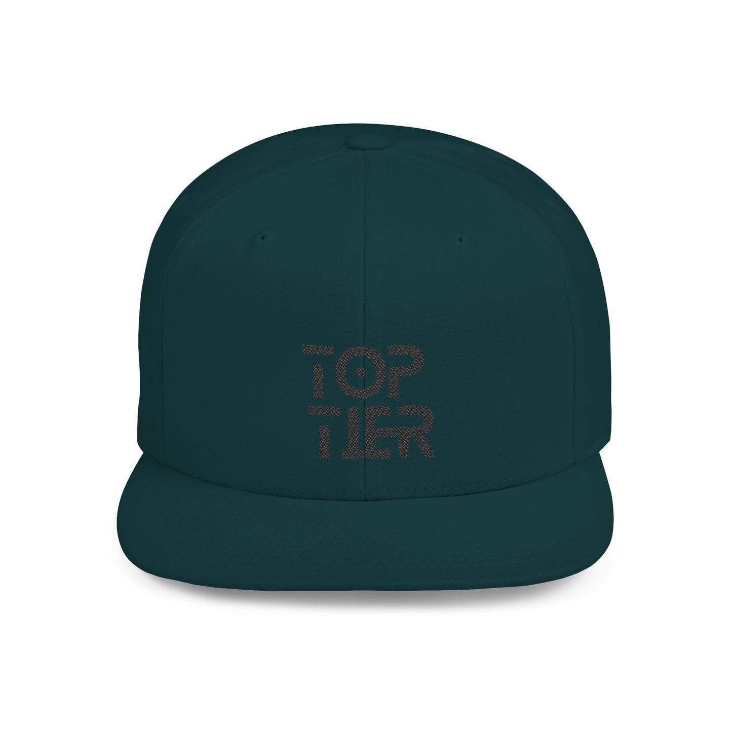 Embroidery Flat Bill Snapback Hat Black Font