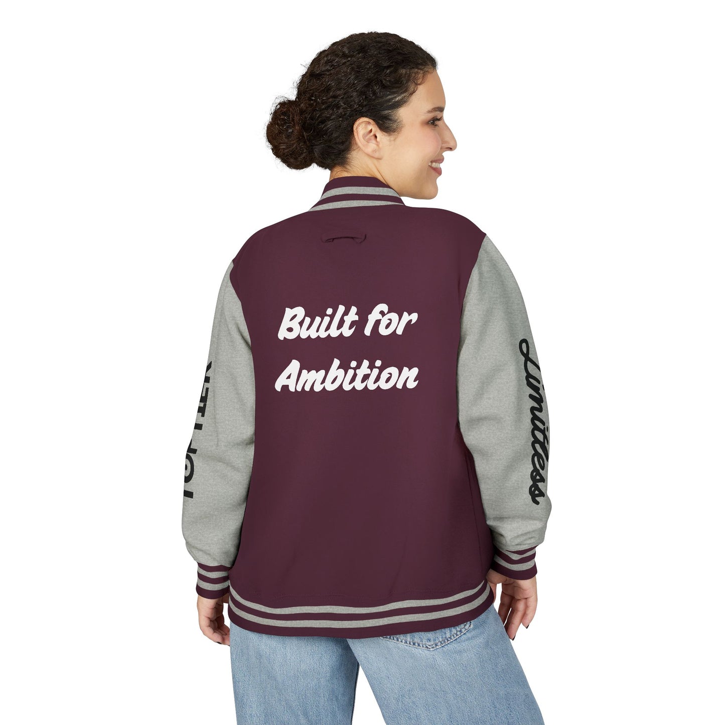 Heavyweight Letterman Jacket White Font
