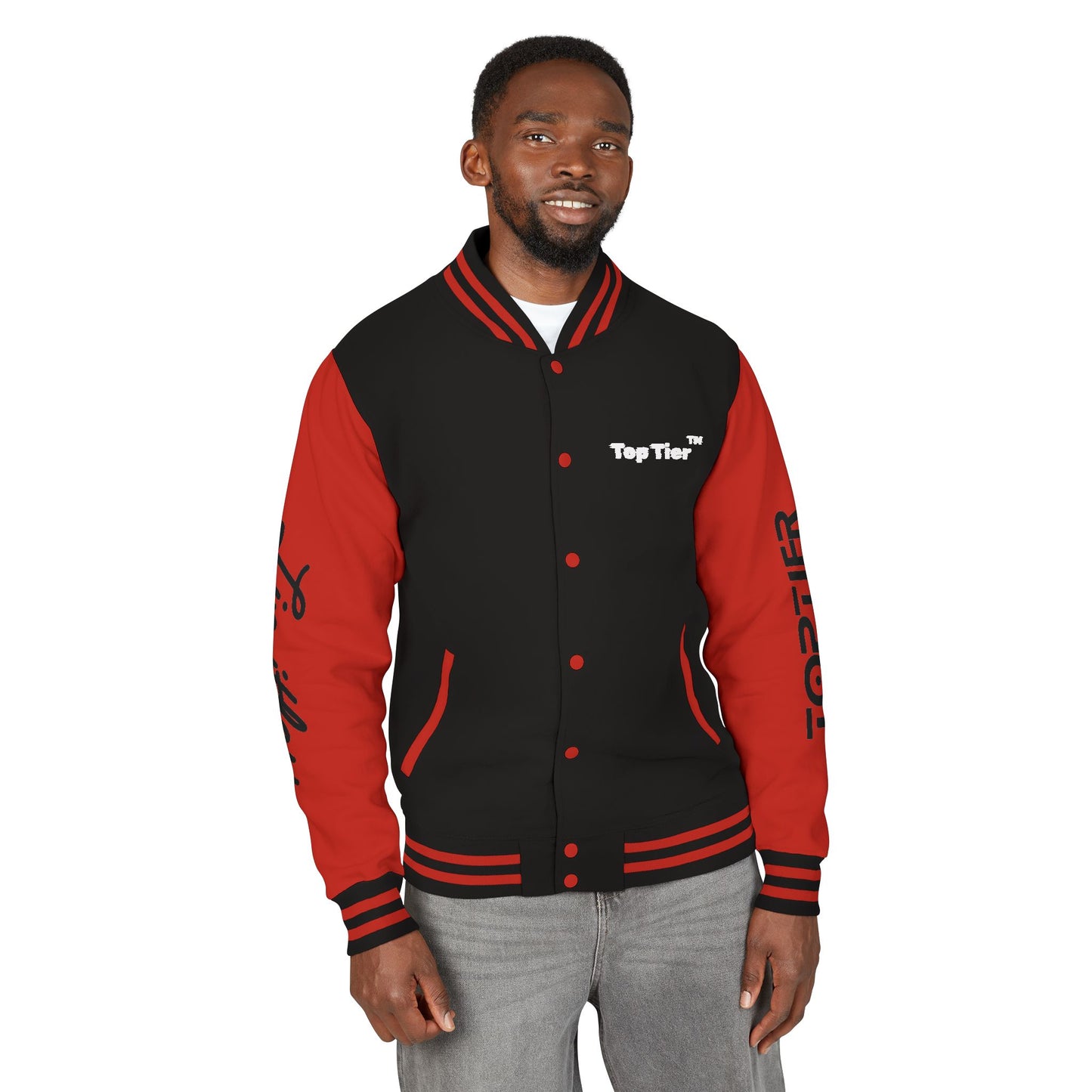 Heavyweight Letterman Jacket White Font