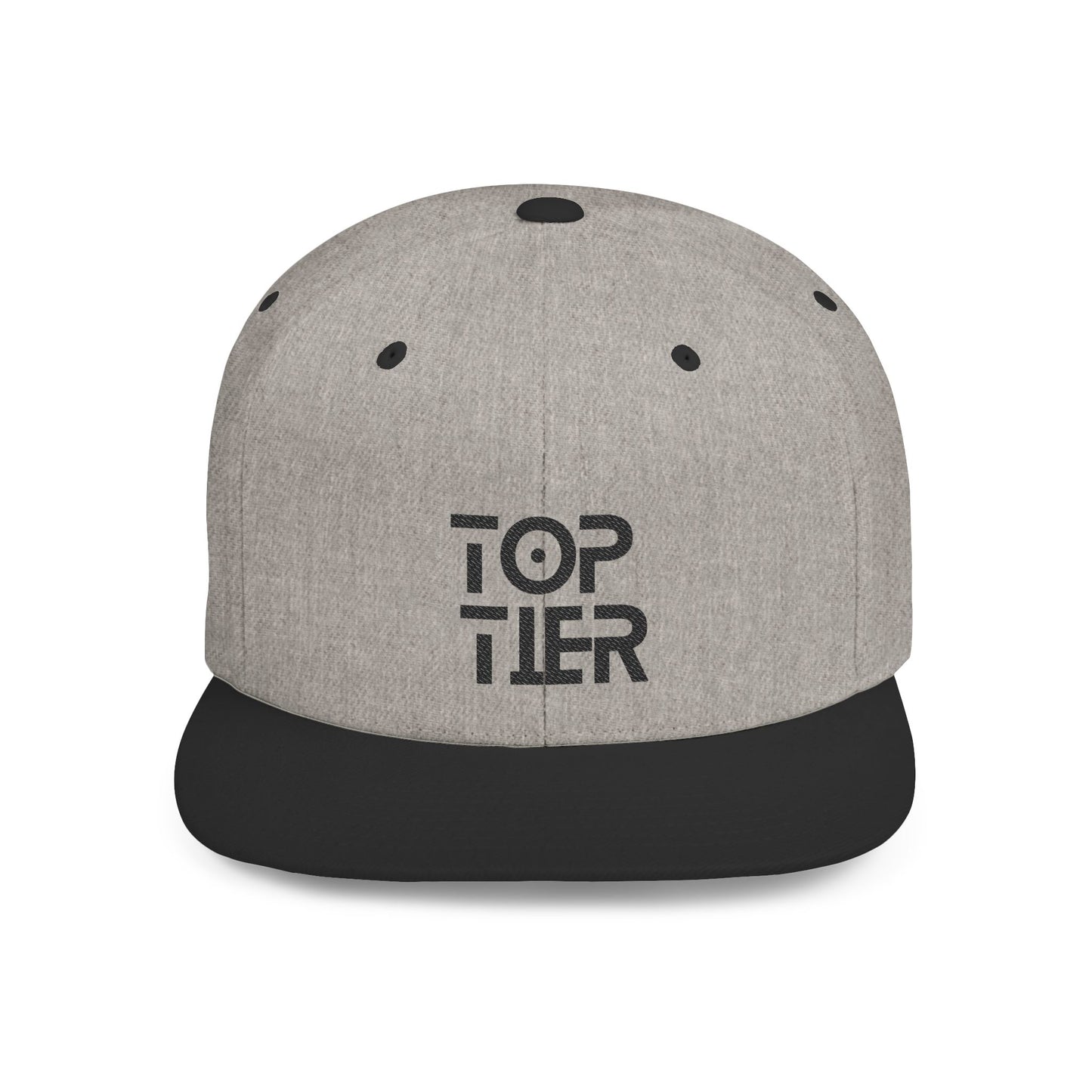 Embroidery Flat Bill Snapback Hat Black Font