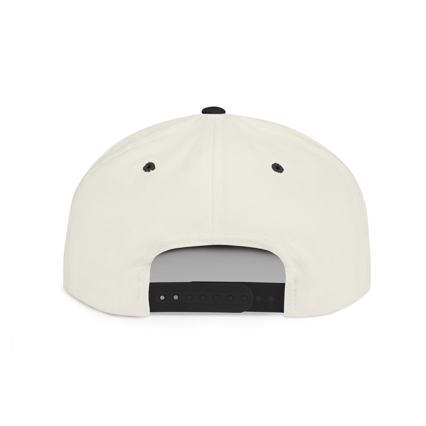 Embroidery Flat Bill Snapback Hat Black Font