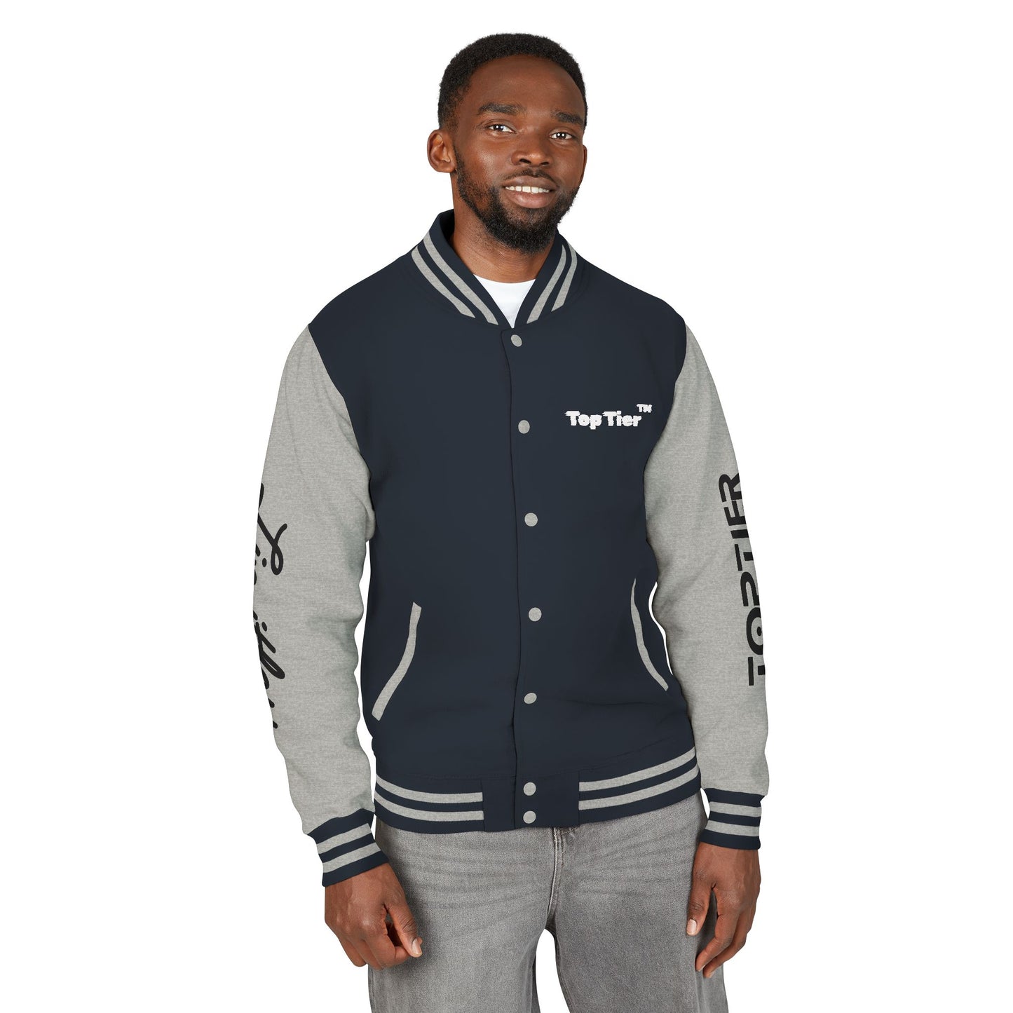 Heavyweight Letterman Jacket White Font