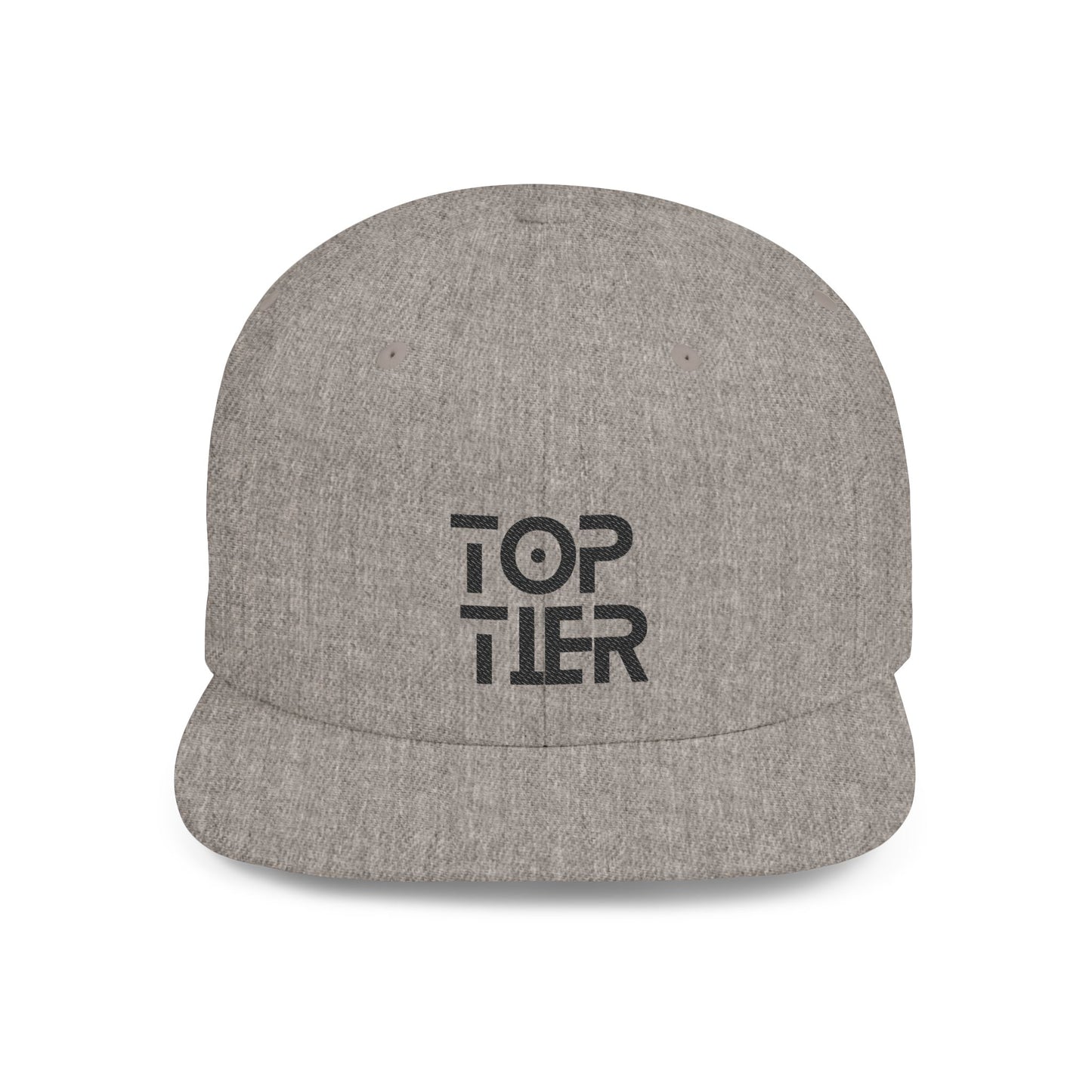 Embroidery Flat Bill Snapback Hat Black Font