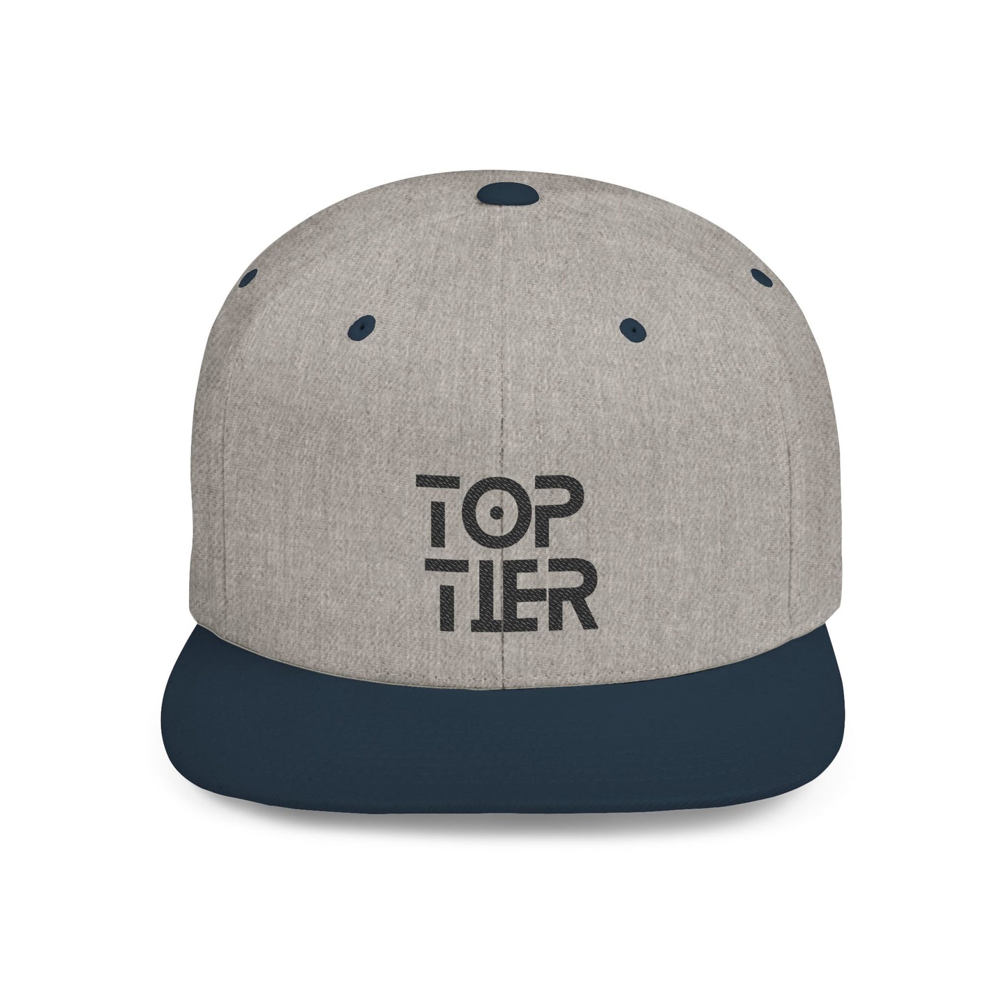 Embroidery Flat Bill Snapback Hat Black Font
