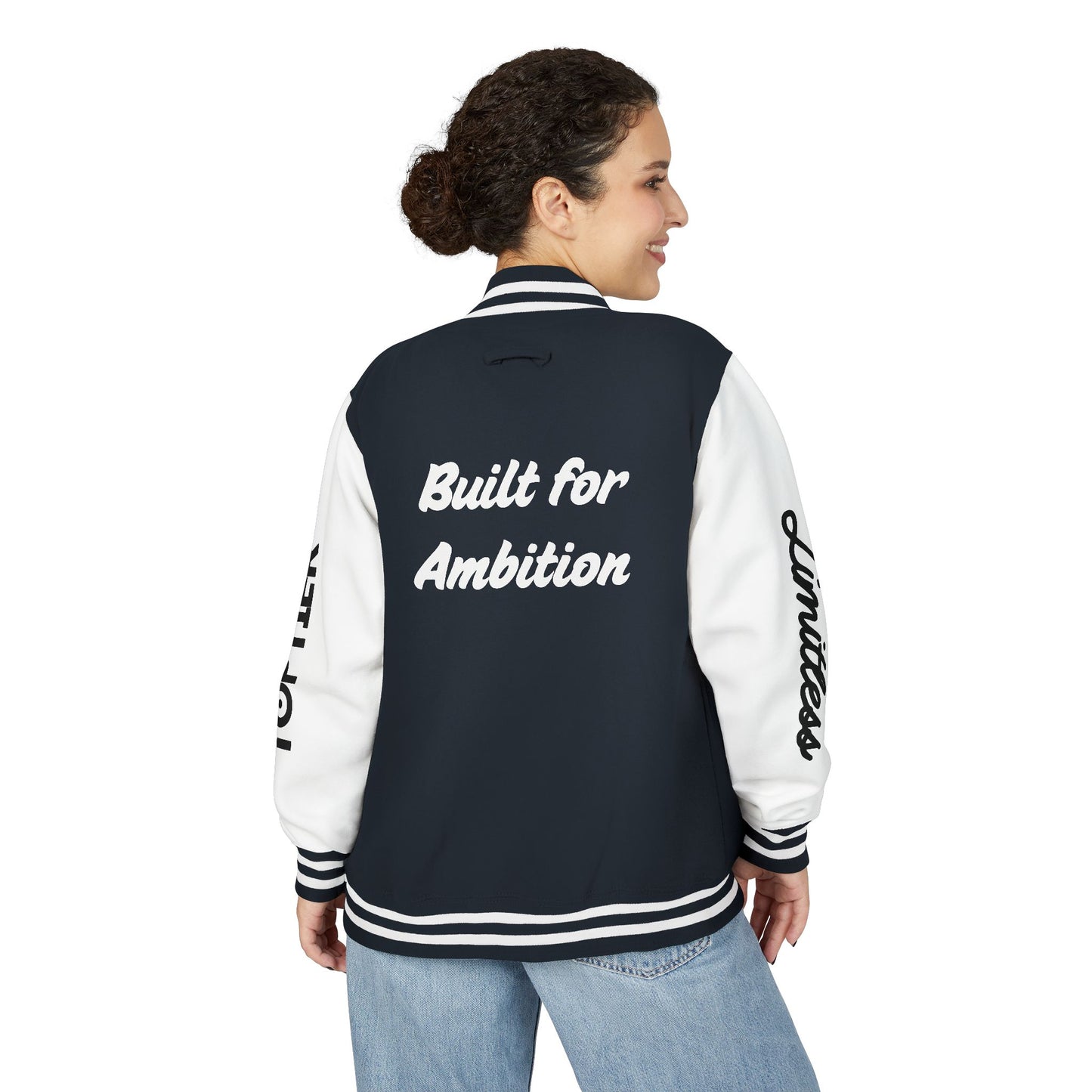 Heavyweight Letterman Jacket White Font