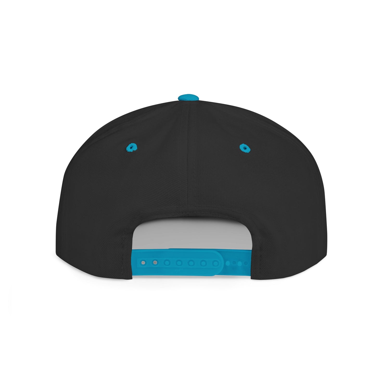 Embroidery Flat Bill Snapback Hat Black Font