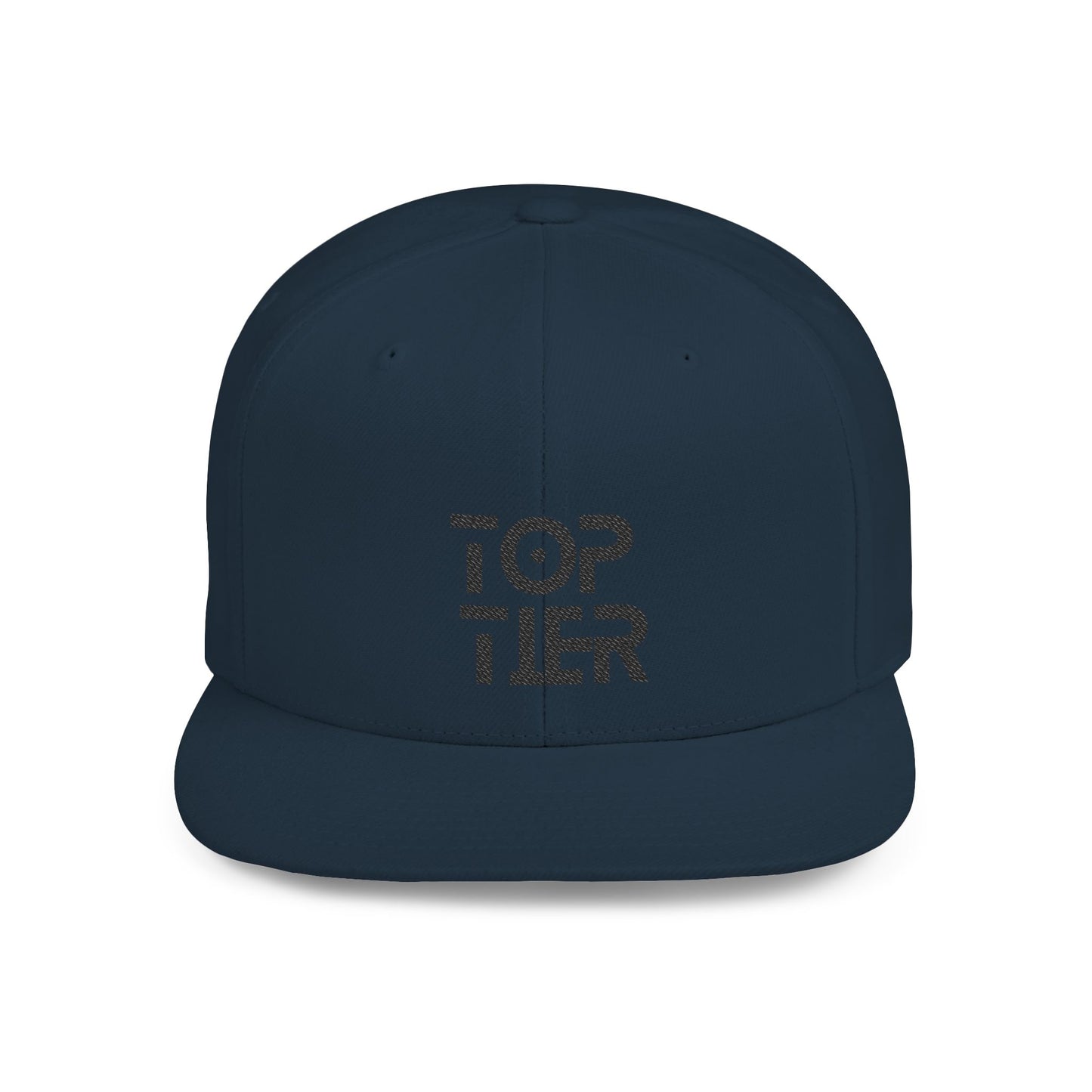 Embroidery Flat Bill Snapback Hat Black Font