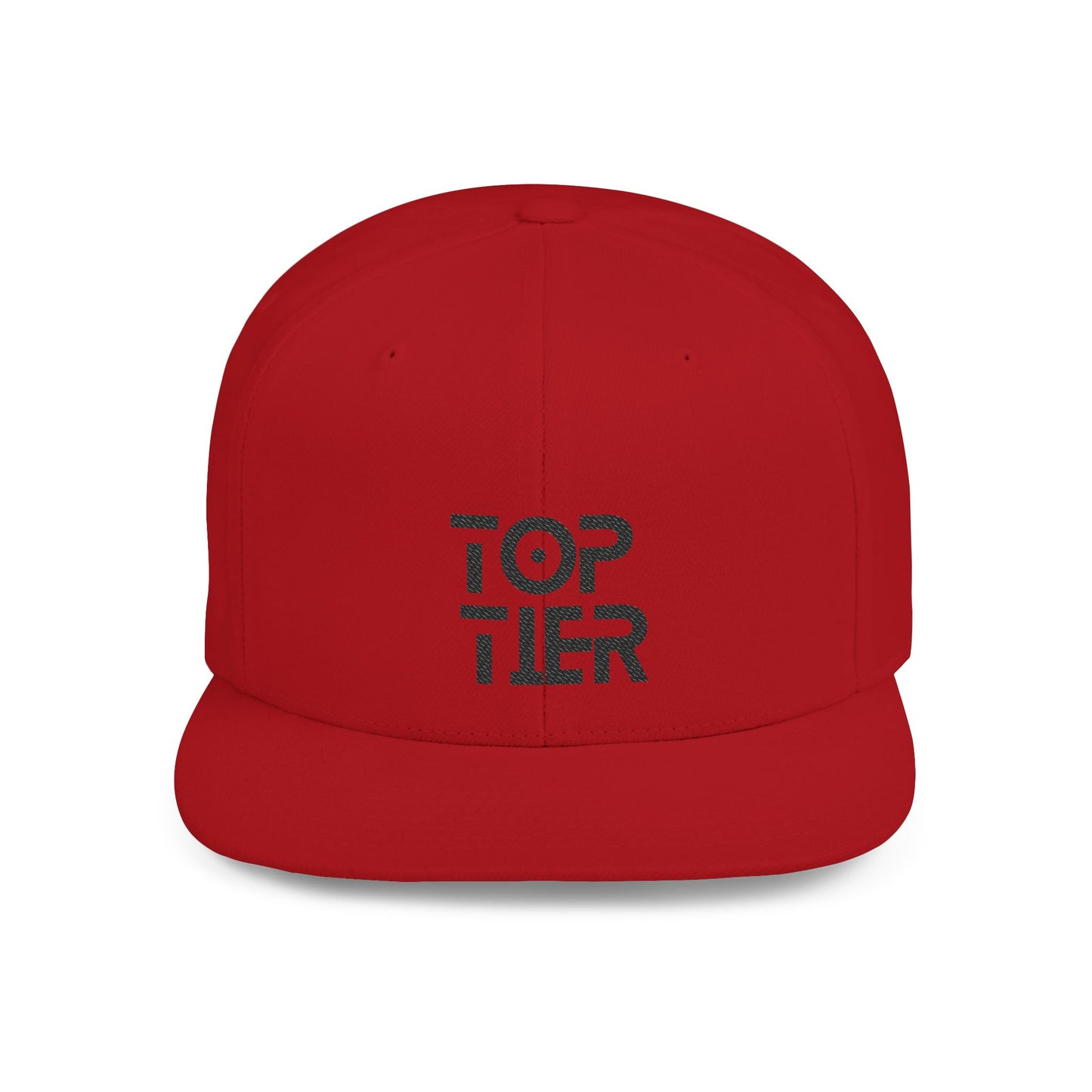 Embroidery Flat Bill Snapback Hat Black Font