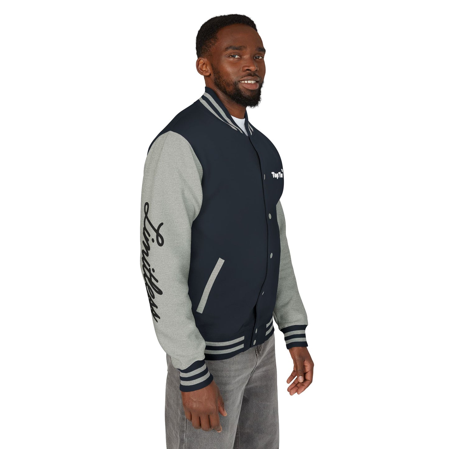 Heavyweight Letterman Jacket White Font