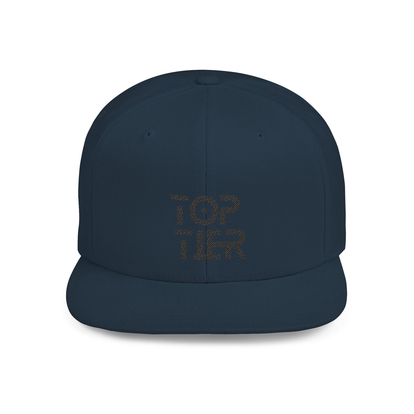 Embroidery Flat Bill Snapback Hat Black Font