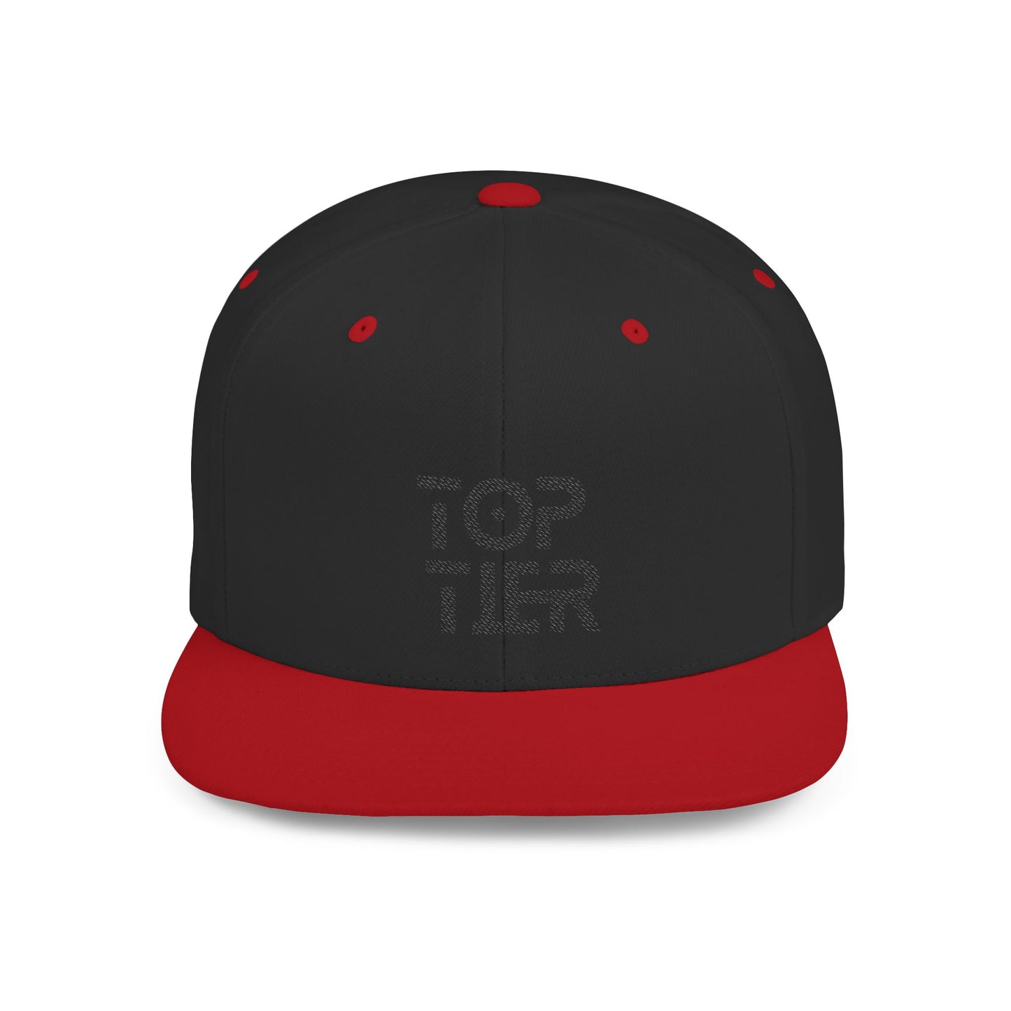 Embroidery Flat Bill Snapback Hat Black Font