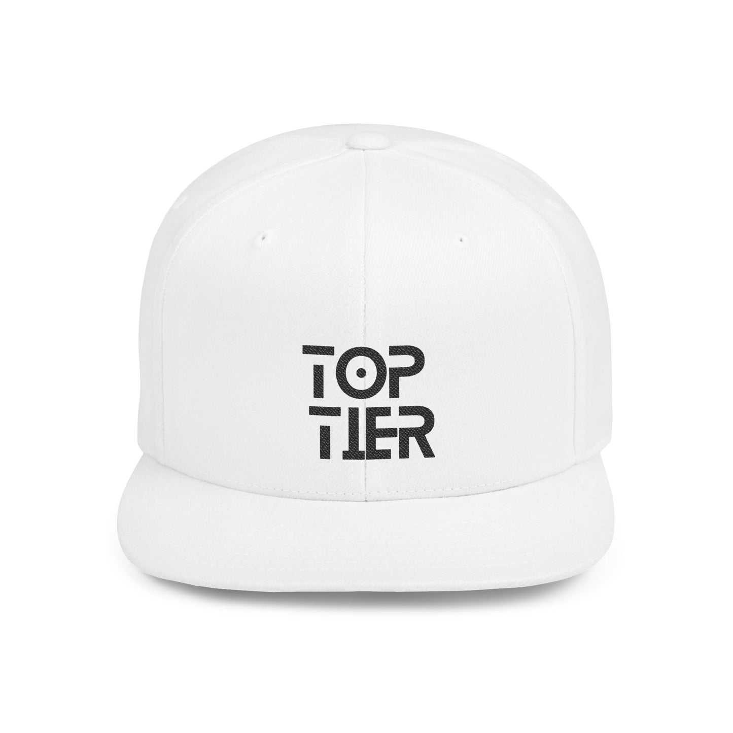 Embroidery Flat Bill Snapback Hat Black Font