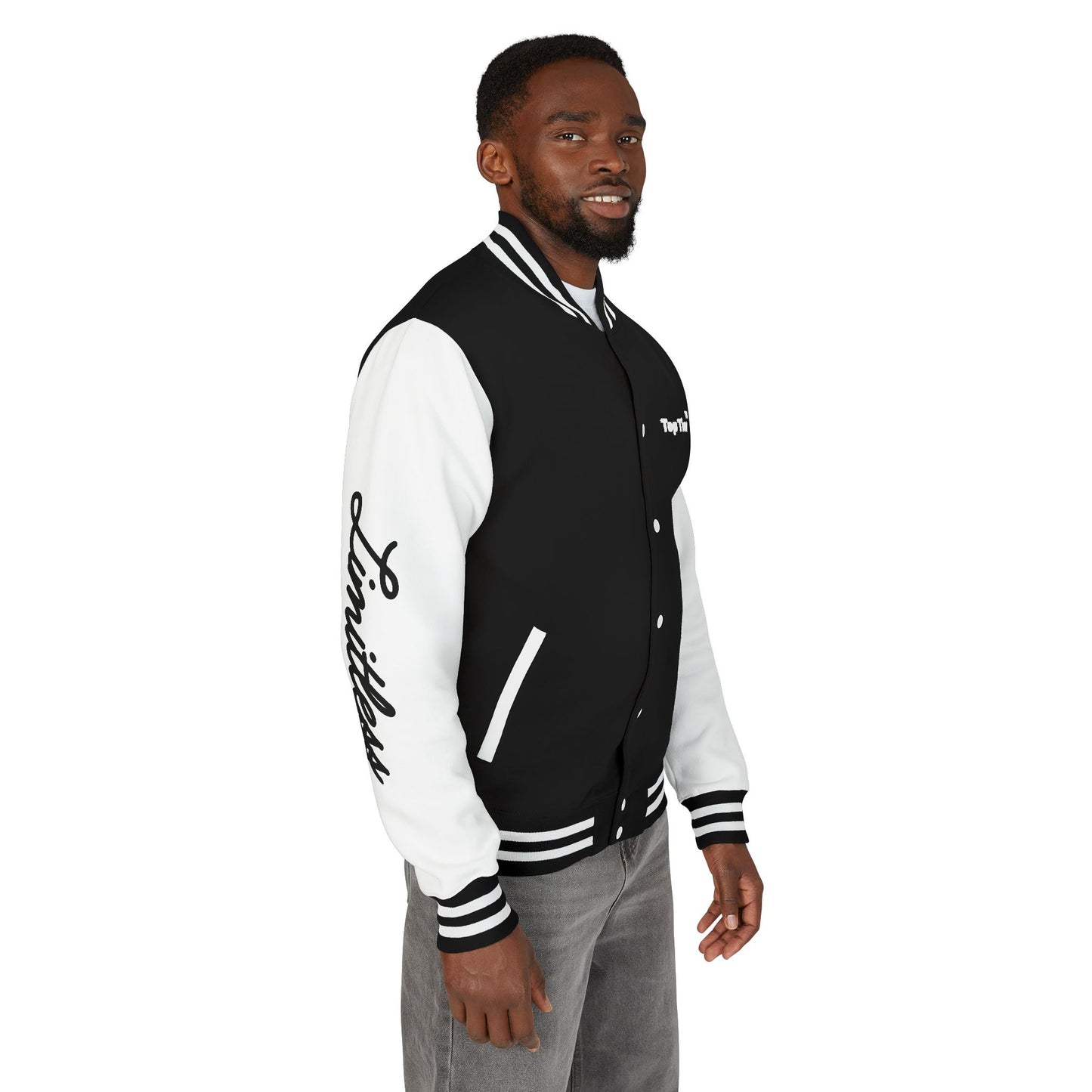 Heavyweight Letterman Jacket White Font