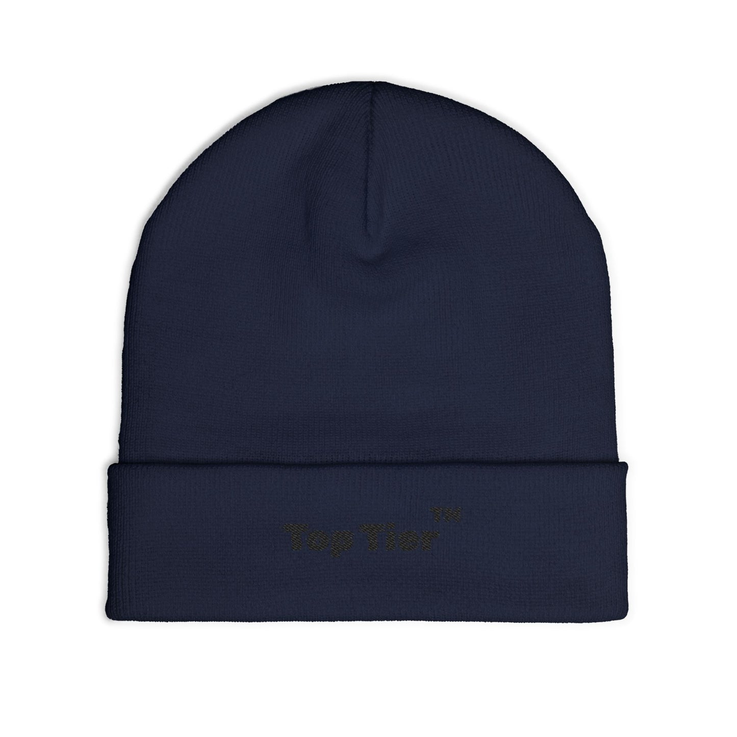 Black Embroidered Knit Beanie