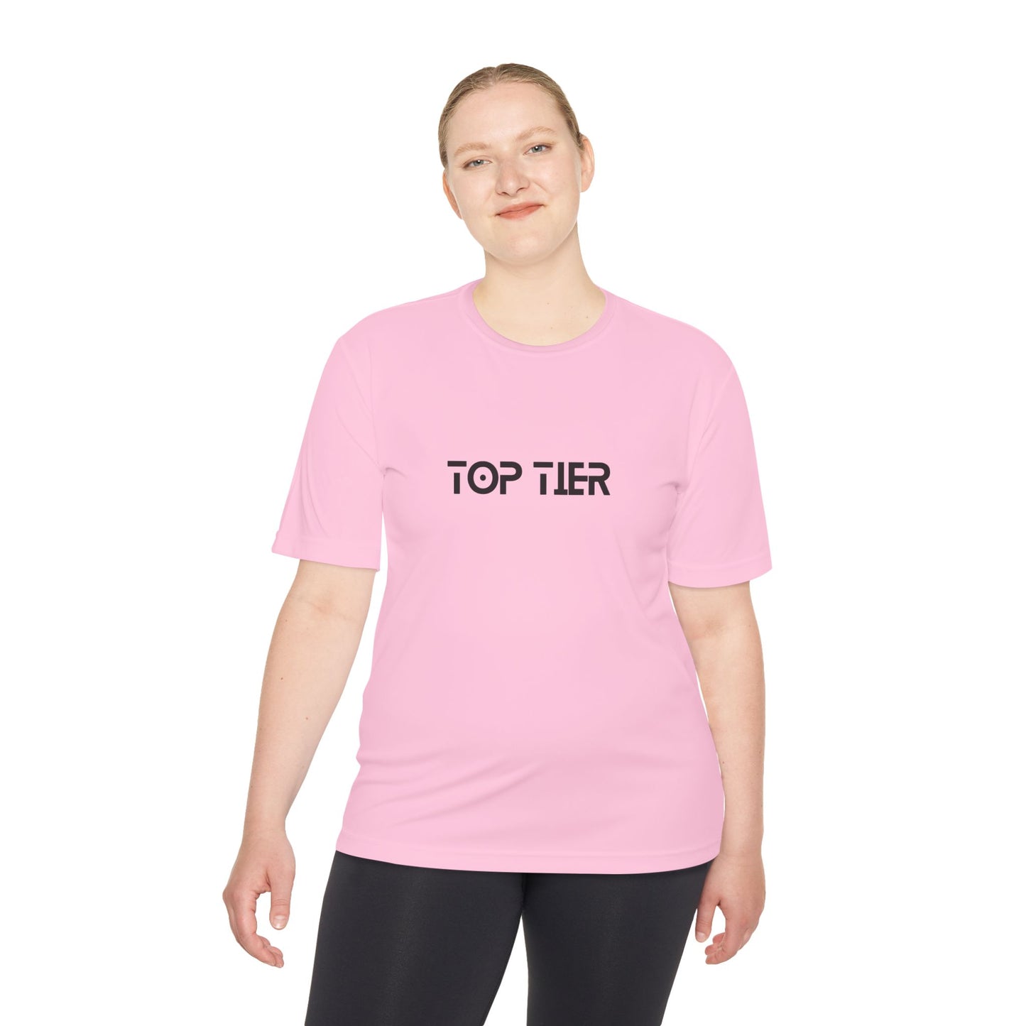 Printify Top Tier Performance Tee, men's athletic T-shirt in black with moisture-wicking fabric and crew neckline.