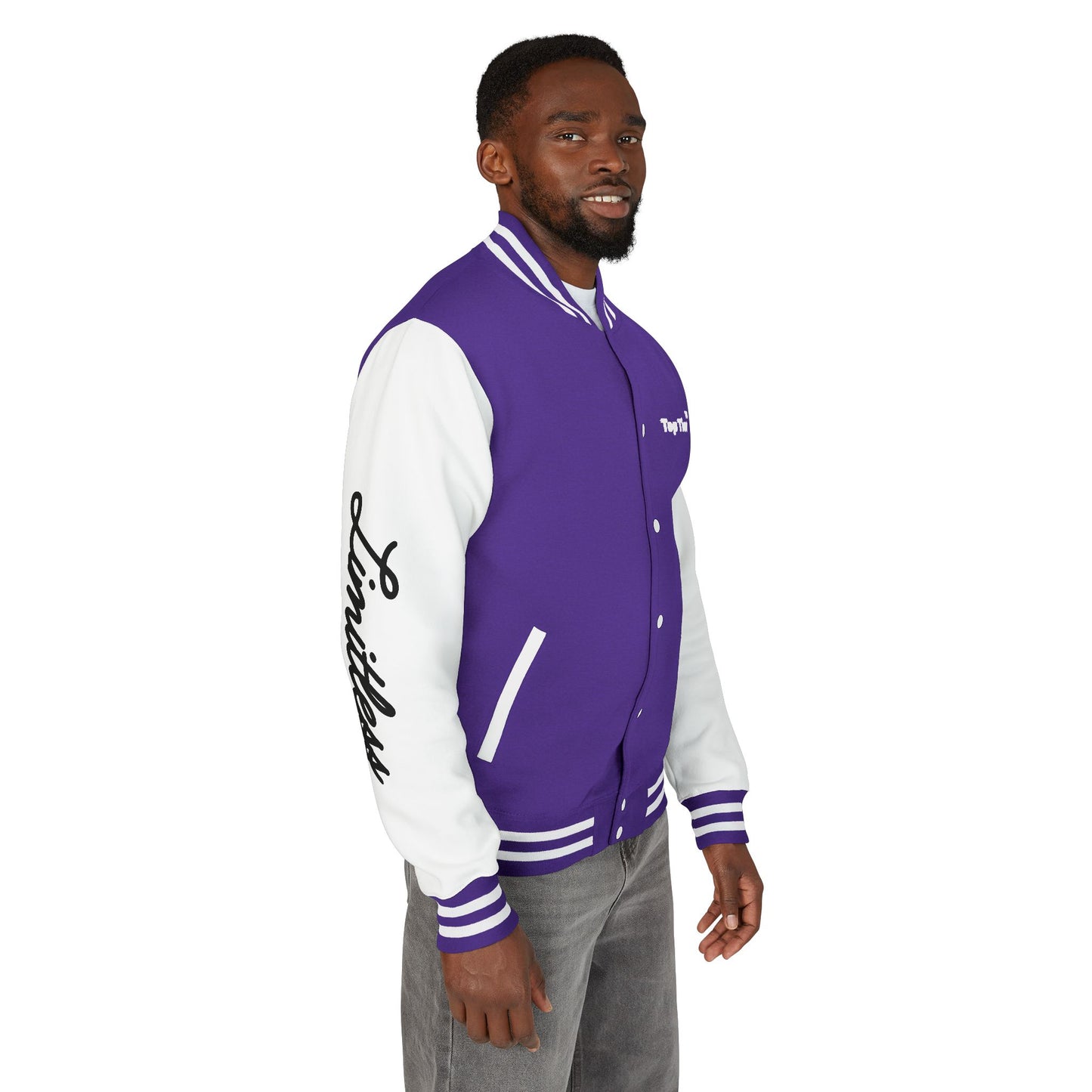 Heavyweight Letterman Jacket White Font