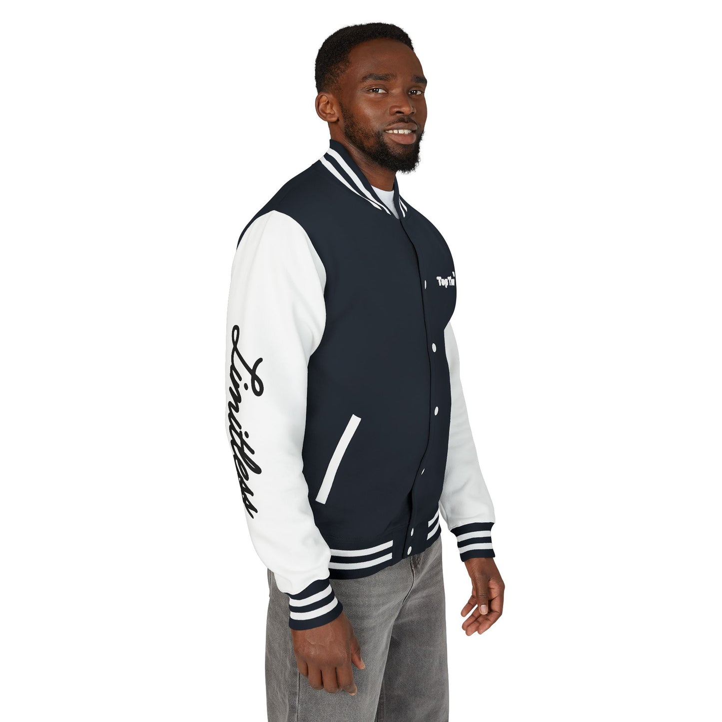 Heavyweight Letterman Jacket White Font