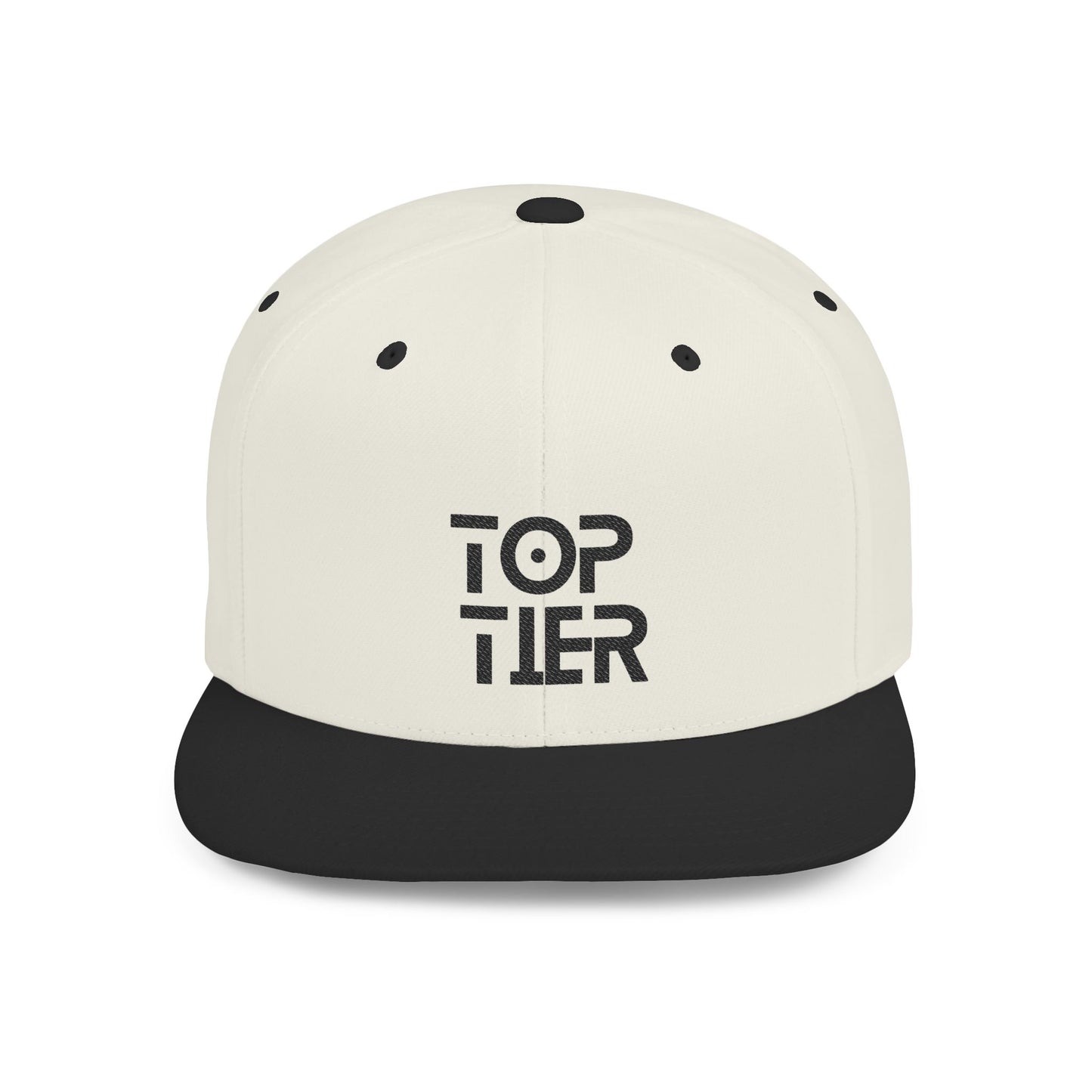 Embroidery Flat Bill Snapback Hat Black Font