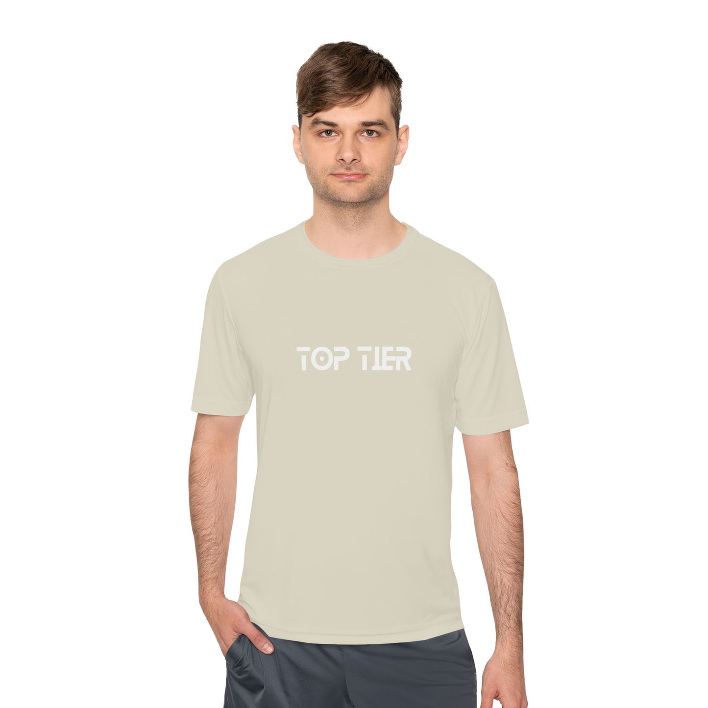 Printify Top Tier Performance T-Shirt with a comfortable fit, showcasing breathable fabric and stylish design.