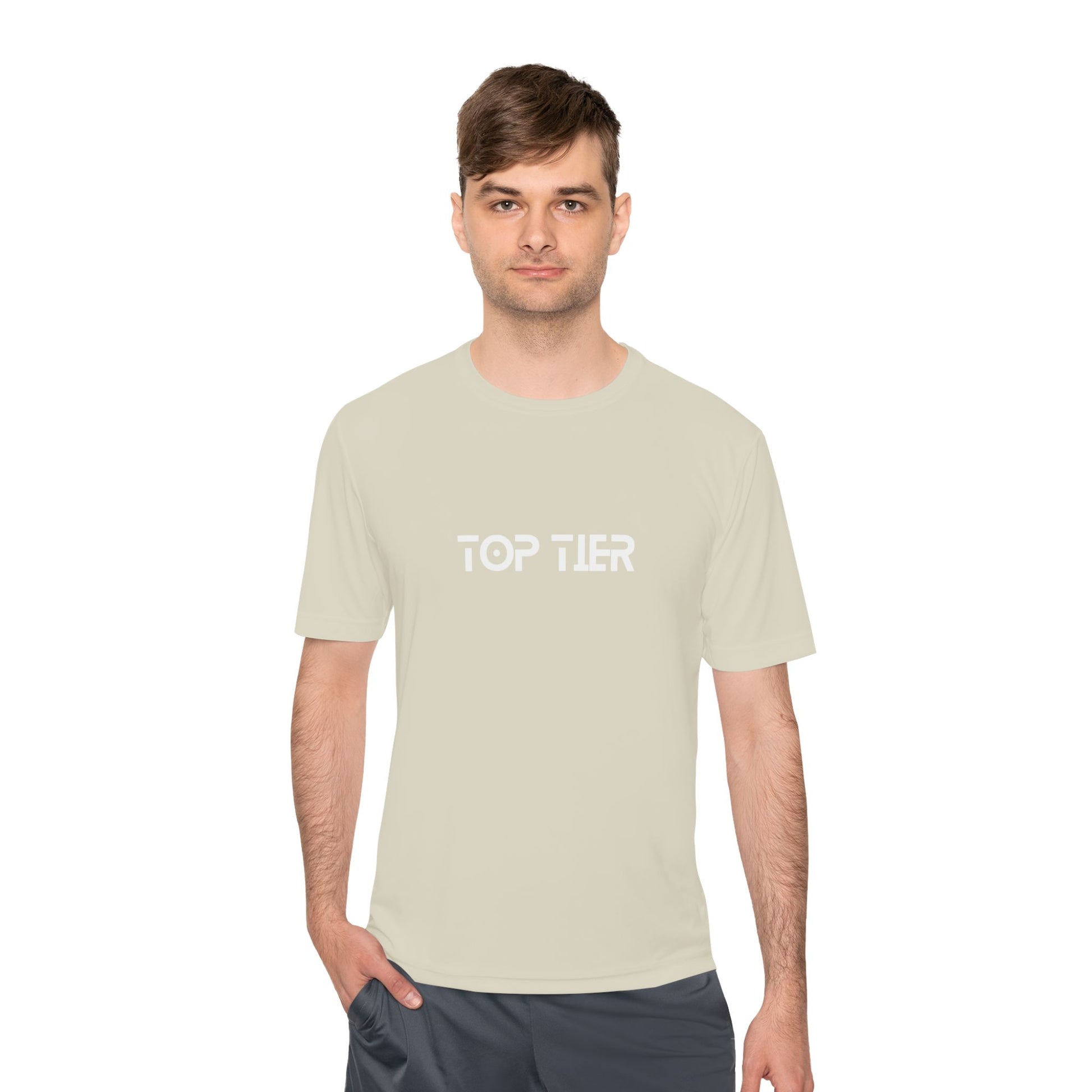 Printify Top Tier Performance T-Shirt with a comfortable fit, showcasing breathable fabric and stylish design.
