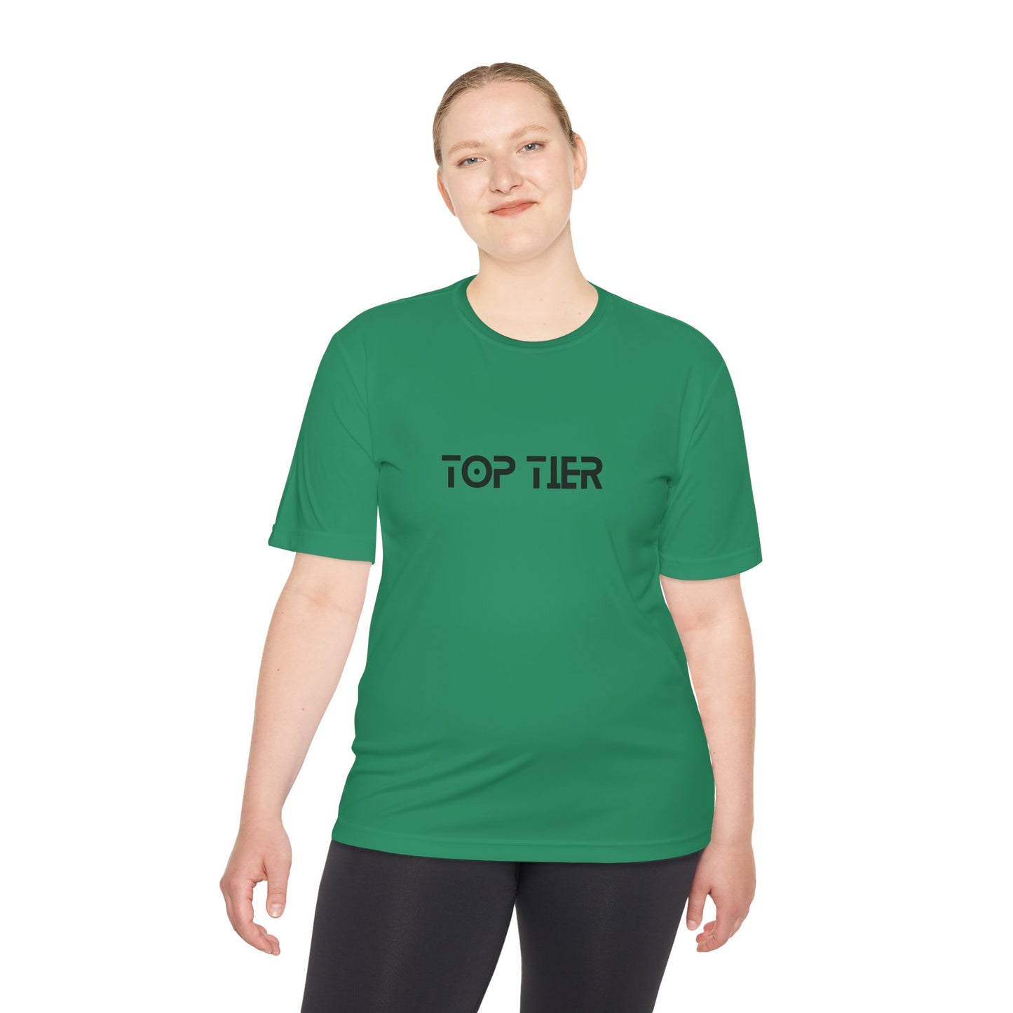 Printify Top Tier Performance T-Shirt featuring a comfortable fit and stylish design, shown in a close-up image.