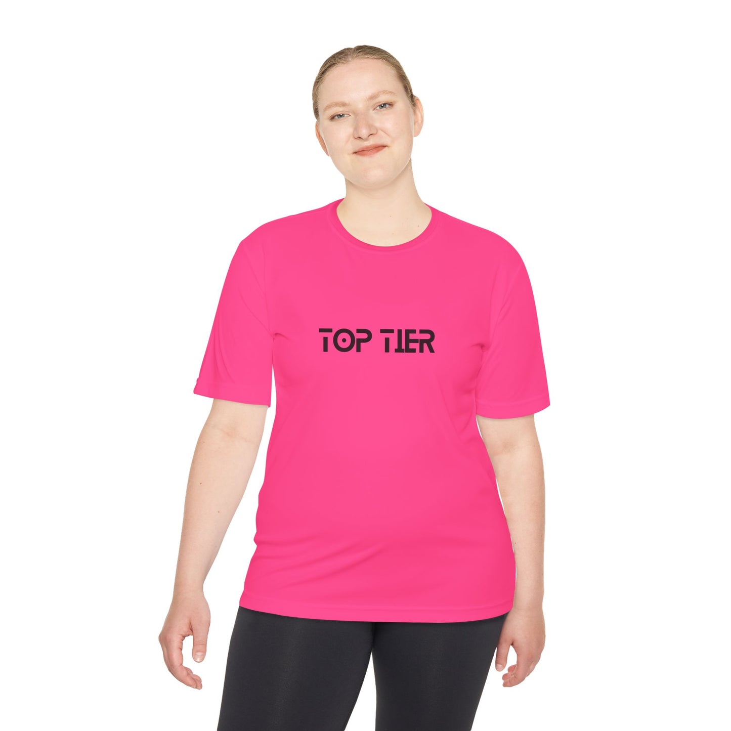 Printify Top Tier Performance Tee in black, showcasing a comfortable fit and breathable fabric on a plain background.