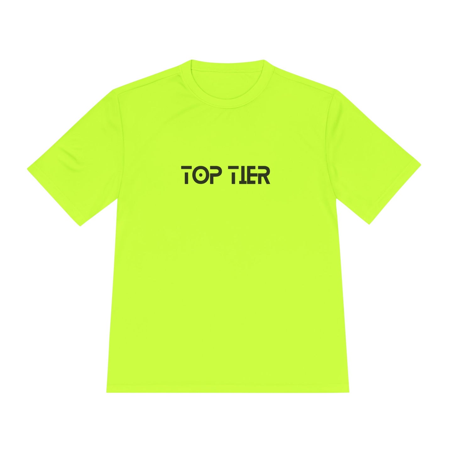 Printify Top Tier Performance T-Shirt displayed flat with short sleeves and a classic crew neck, showcasing its high-quality fabric.