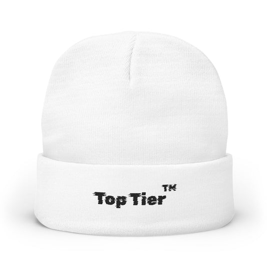 Black Embroidered Knit Beanie