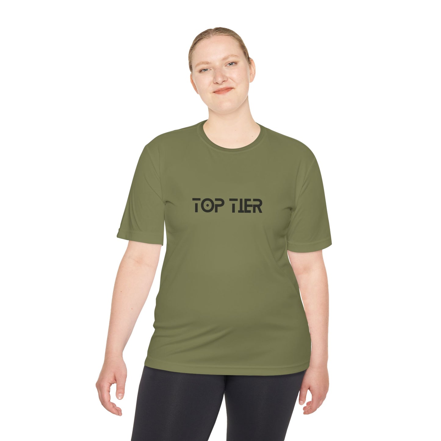 Printify Top Tier Performance Tee, a men's athletic T-shirt in black with a fitted design and moisture-wicking fabric.