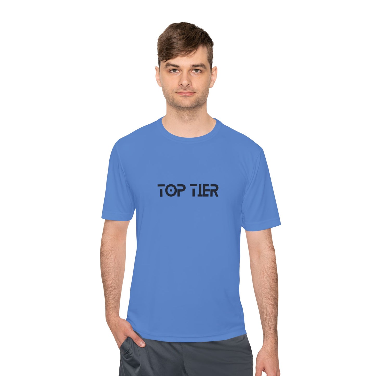 Printify Top Tier Performance T-Shirt, men's athletic tee with breathable fabric, front graphic design, and comfortable fit.