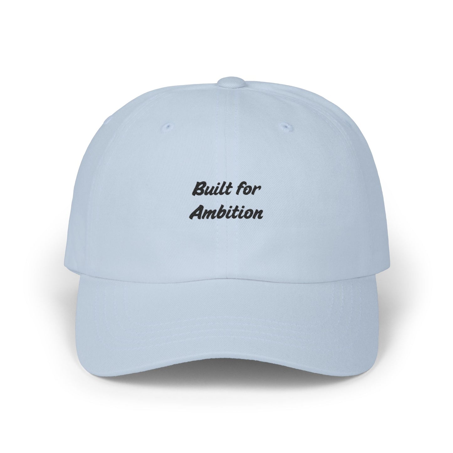 Printify Built for Ambition dad cap, casual hat with embroidered front design, adjustable strap, and classic baseball style.