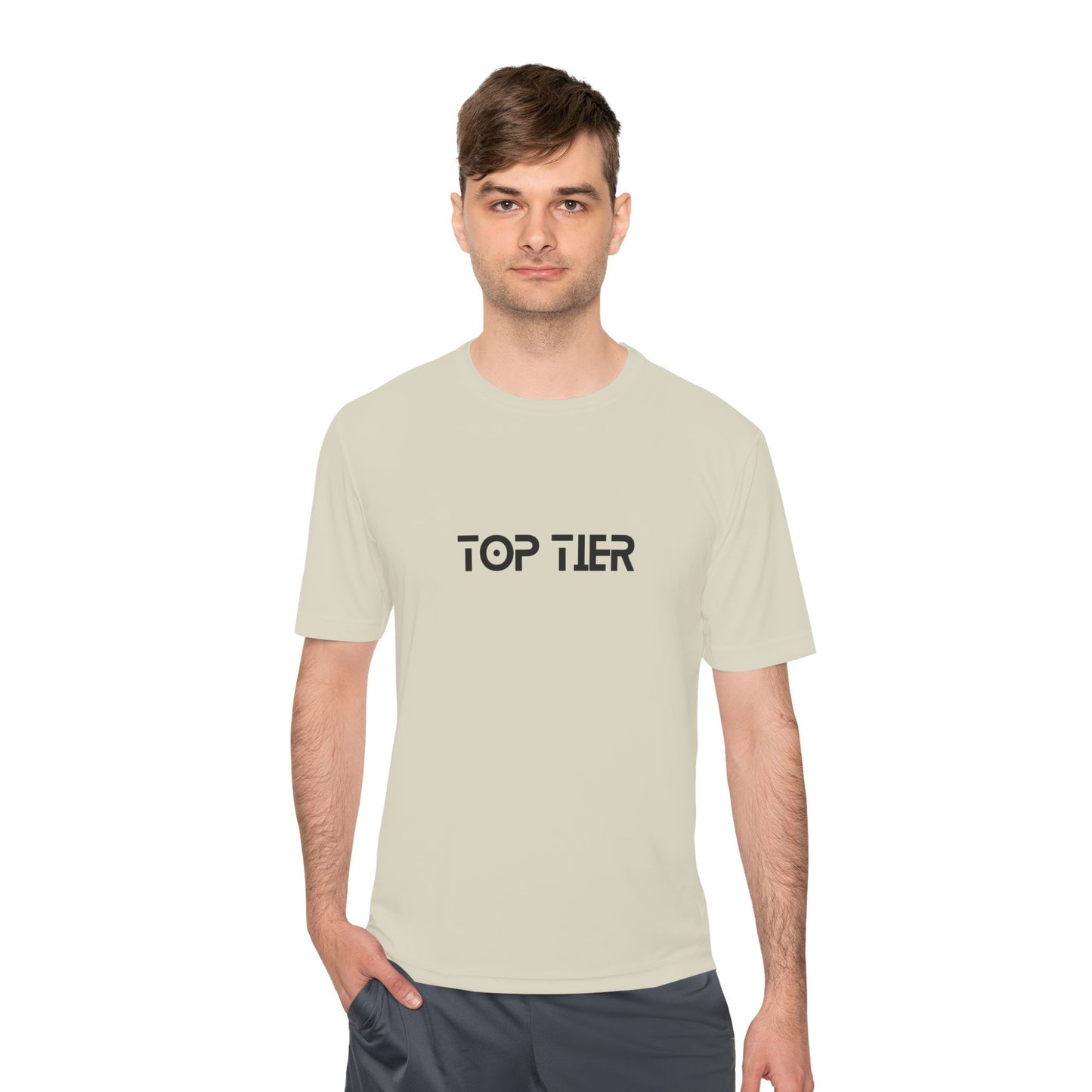 Printify Top Tier Performance Tee, a men's athletic T-shirt in moisture-wicking fabric with a fitted design and crew neckline.