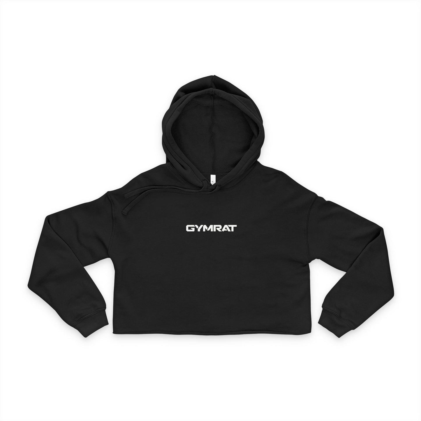 Gray crop top hoodie from Gymrat by Printify, featuring a casual fit and soft fabric, perfect for gym or casual wear.